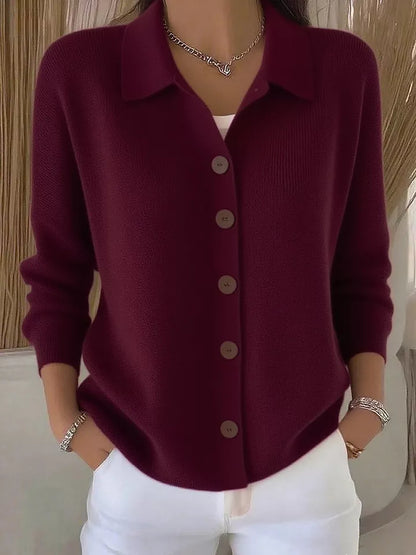Full Size Collared Button-Down Knit Cardigan Plus Size