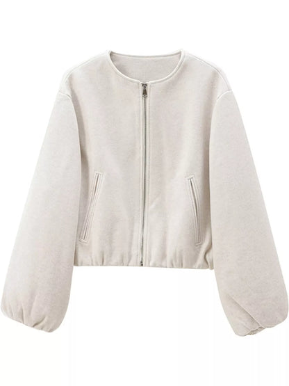 Fleece Zip-Up Cropped Jacket