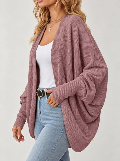Open-Front Batwing Sleeve Cardigan
