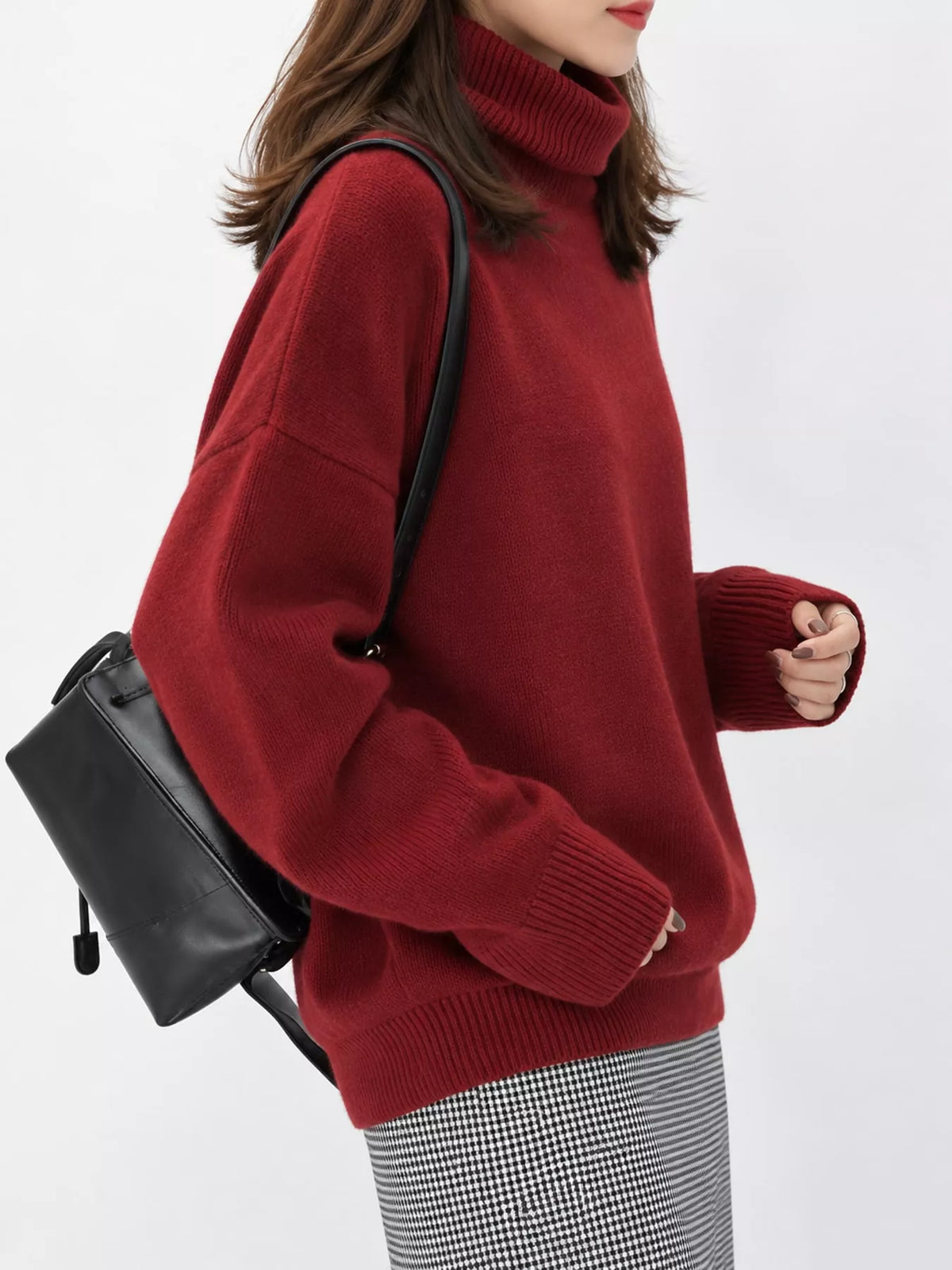 Turtleneck Dropped Shoulder Sweater