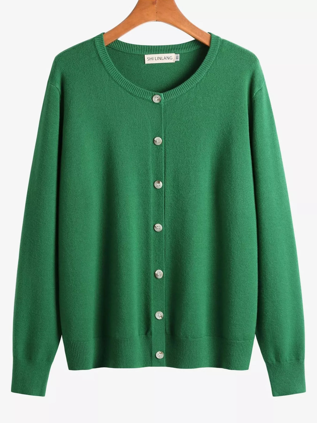 Plus Size Crew Neck Button-Down Knit Cardigan