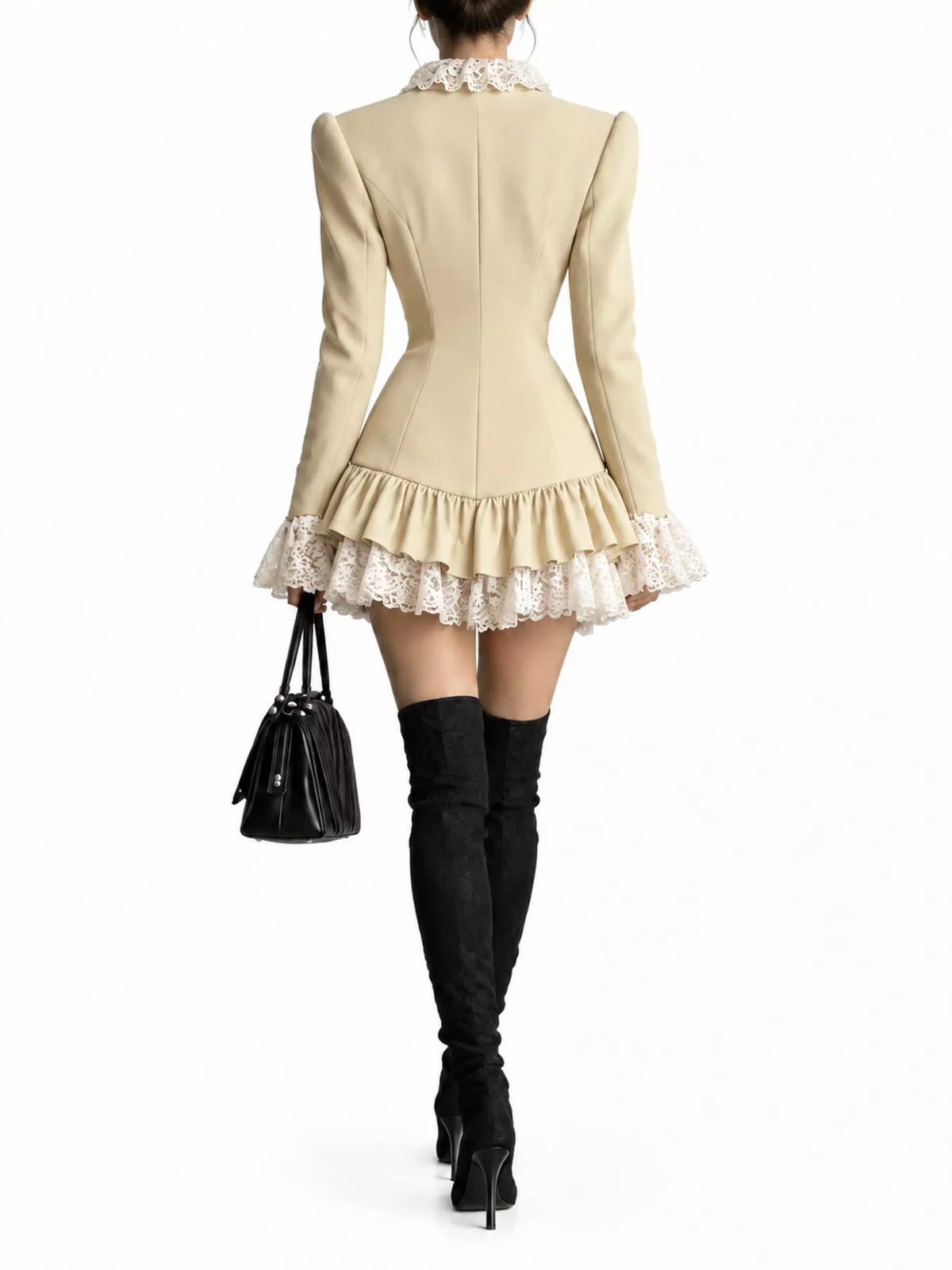 Lace Trim Blazer Dress