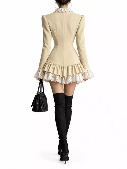 Lace Trim Blazer Dress
