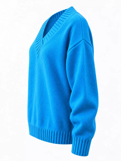 Full Size V-Neck Dropped Shoulder Sweater Plus Size
