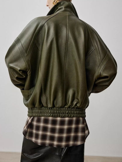 Snap Down Leather Jacket