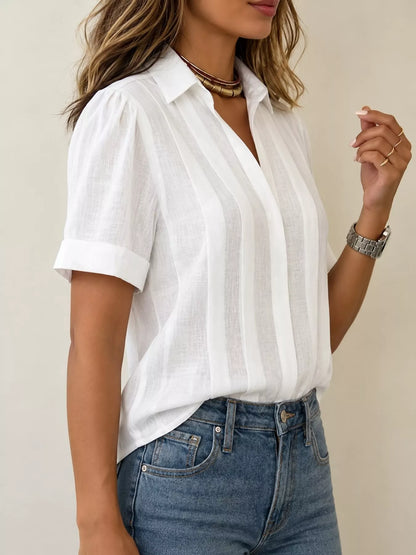 Full Size Button Up Short Sleeve Shirt Plus Size