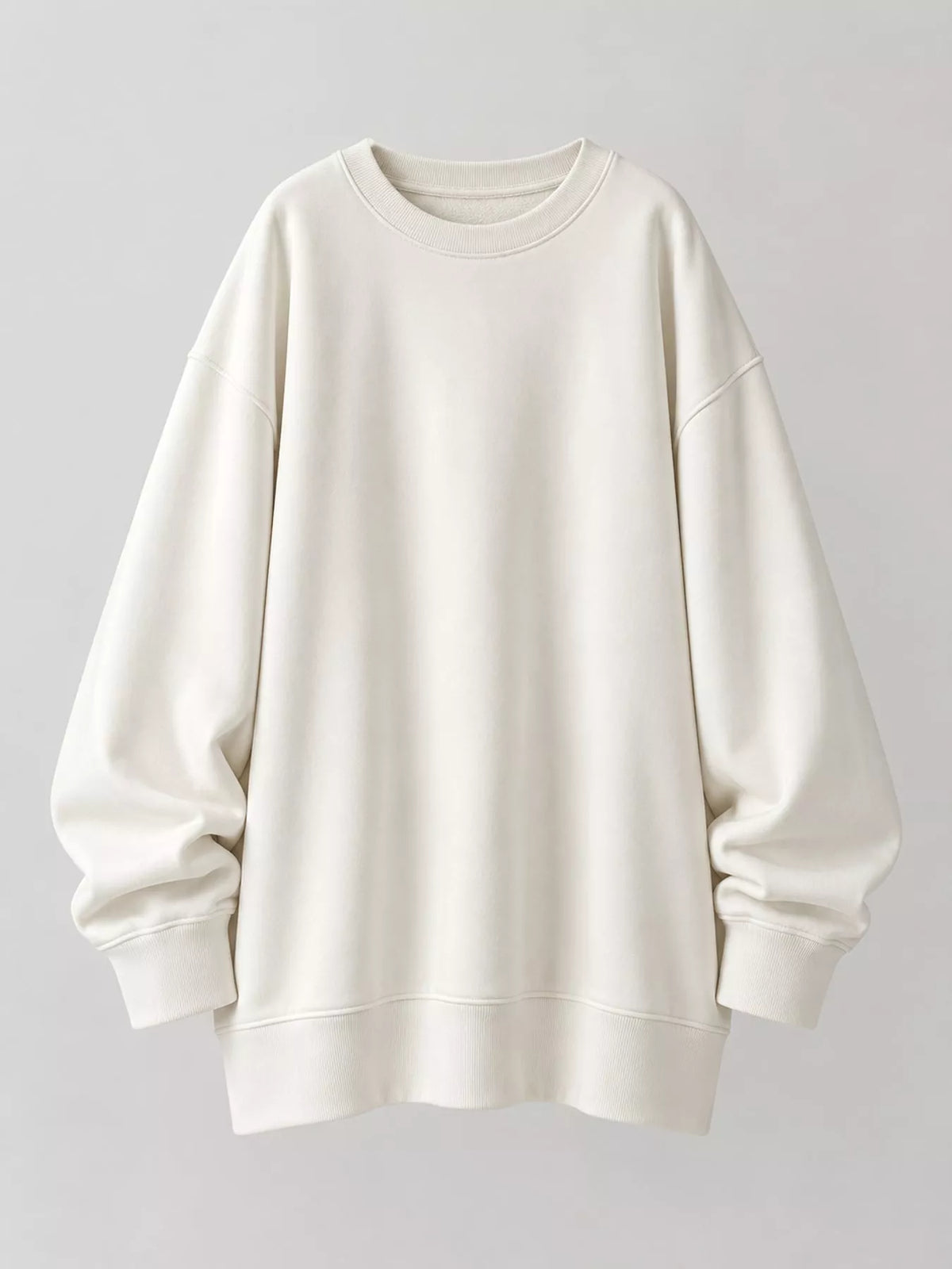 Full Size Solid Color Crew Neck Sweatshirt Plus Size
