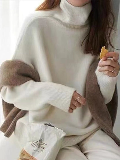 Turtleneck Dropped Shoulder Sweater