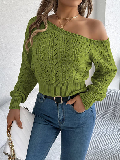 Openwork One Shoulder Sweater