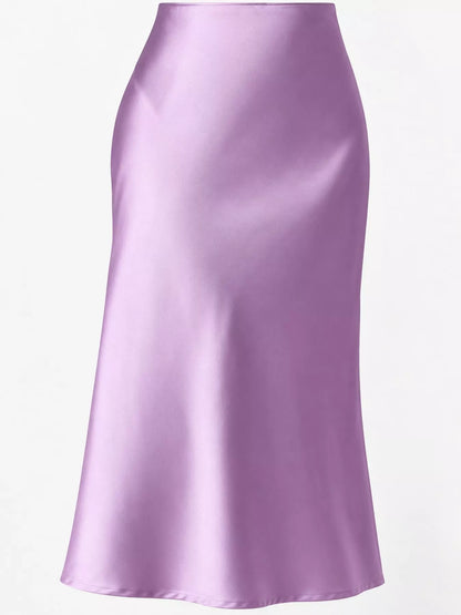 High-Waisted Satin Midi Skirt