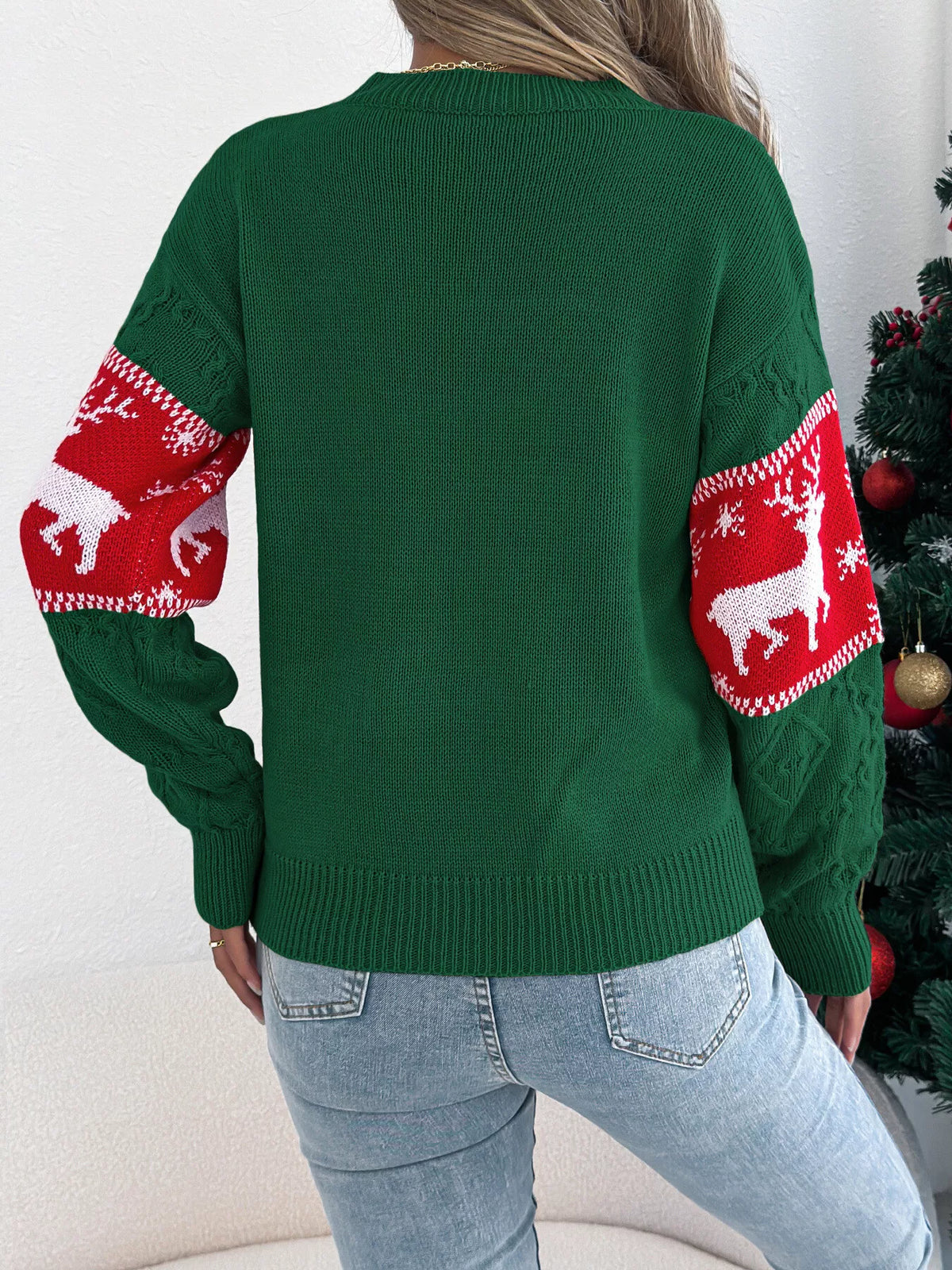Reindeer Pattern Christmas Sweater