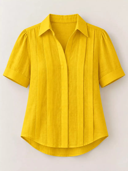 Full Size Button Up Short Sleeve Shirt Plus Size