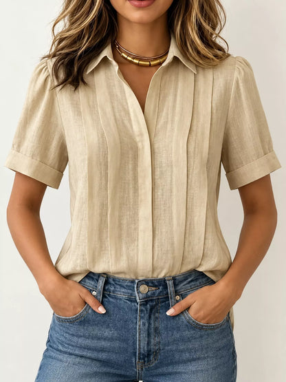 Full Size Button Up Short Sleeve Shirt Plus Size