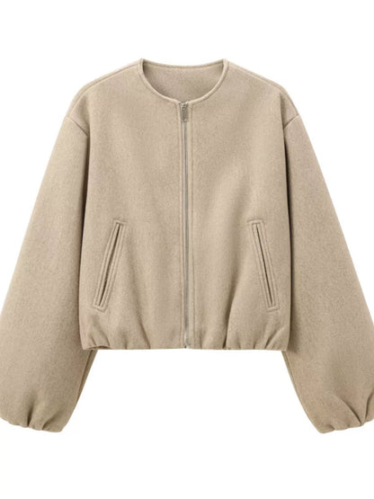 Fleece Zip-Up Cropped Jacket