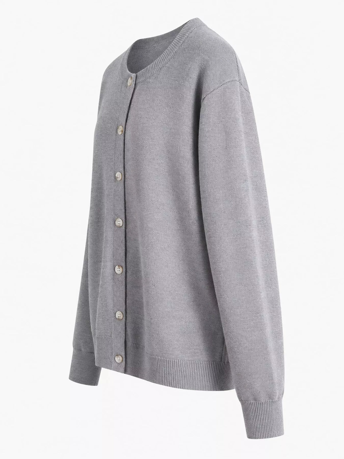 Plus Size Crew Neck Button-Down Knit Cardigan