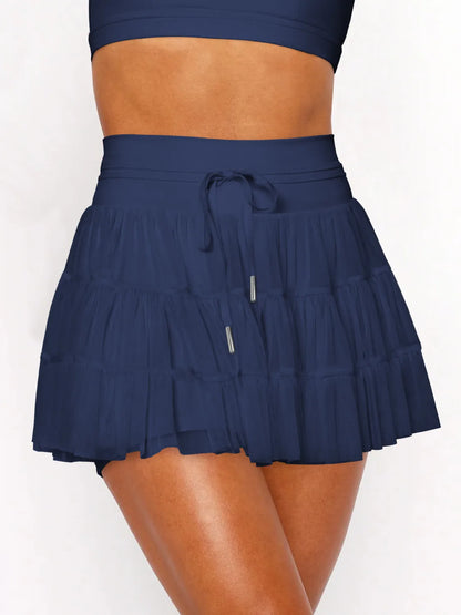 Ruched Mini Skort with Pockets