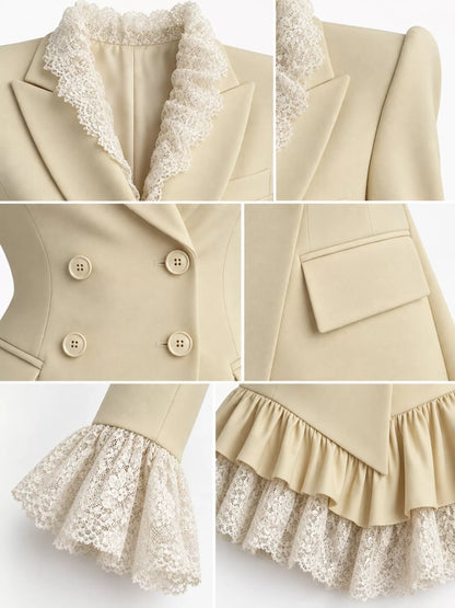 Lace Trim Blazer Dress