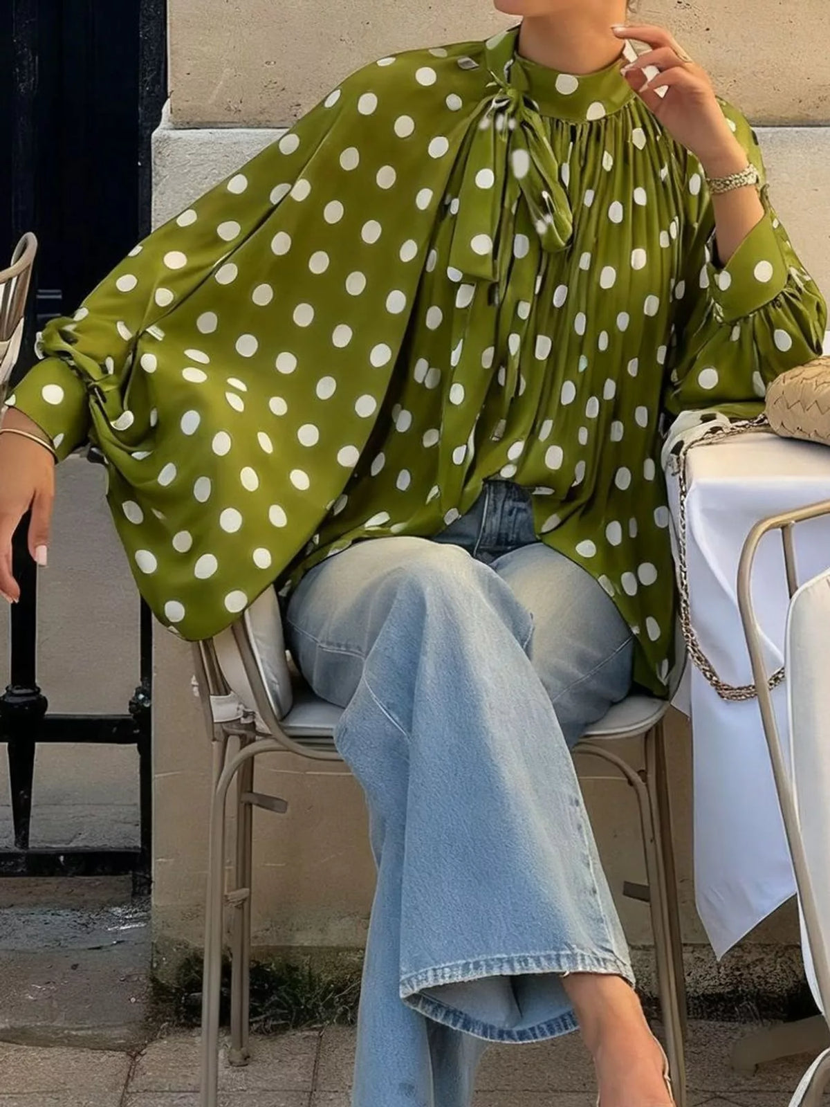 Polka Dot Long Sleeve Blouse
