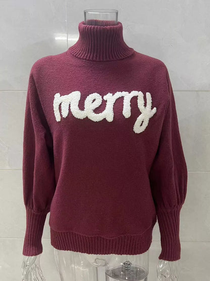 Christmas Letter Turtleneck Sweater