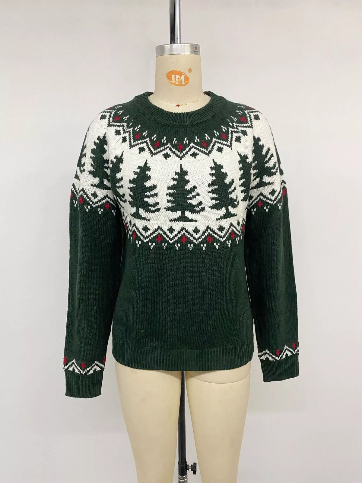 Christmas Tree Pattern Round Neck Sweater