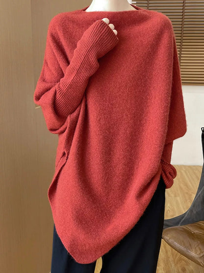 Asymmetrical Lantern Sleeve Sweater
