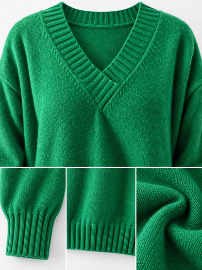 Full Size V-Neck Dropped Shoulder Sweater Plus Size