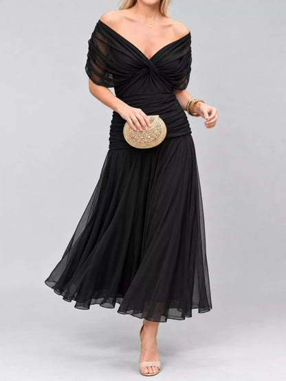 Full Size Off-Shoulder Ruched Maxi Dress Plus Size