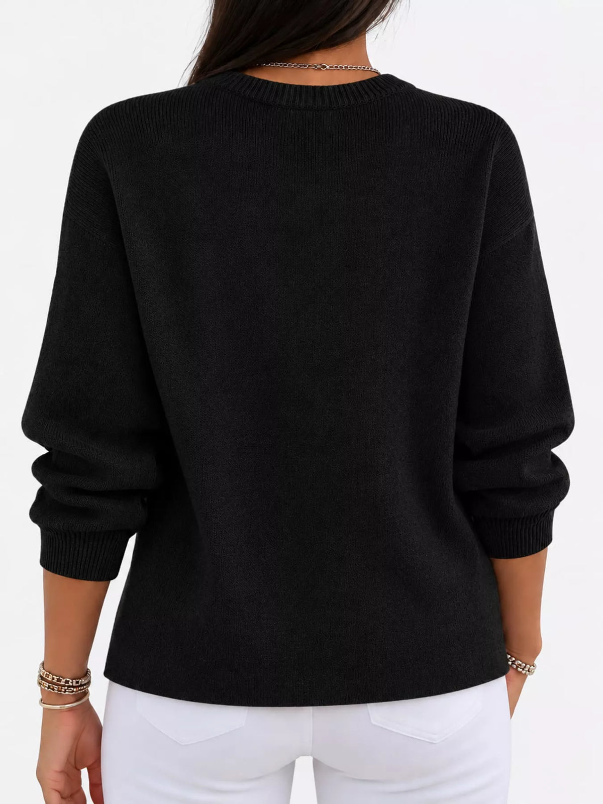 Full Size Classic Crew Neck Sweater Plus Size