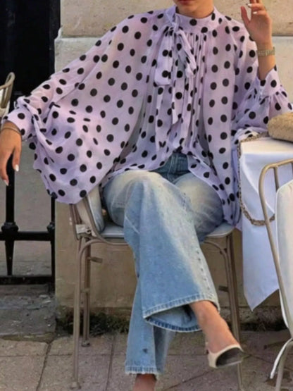 Polka Dot Long Sleeve Blouse