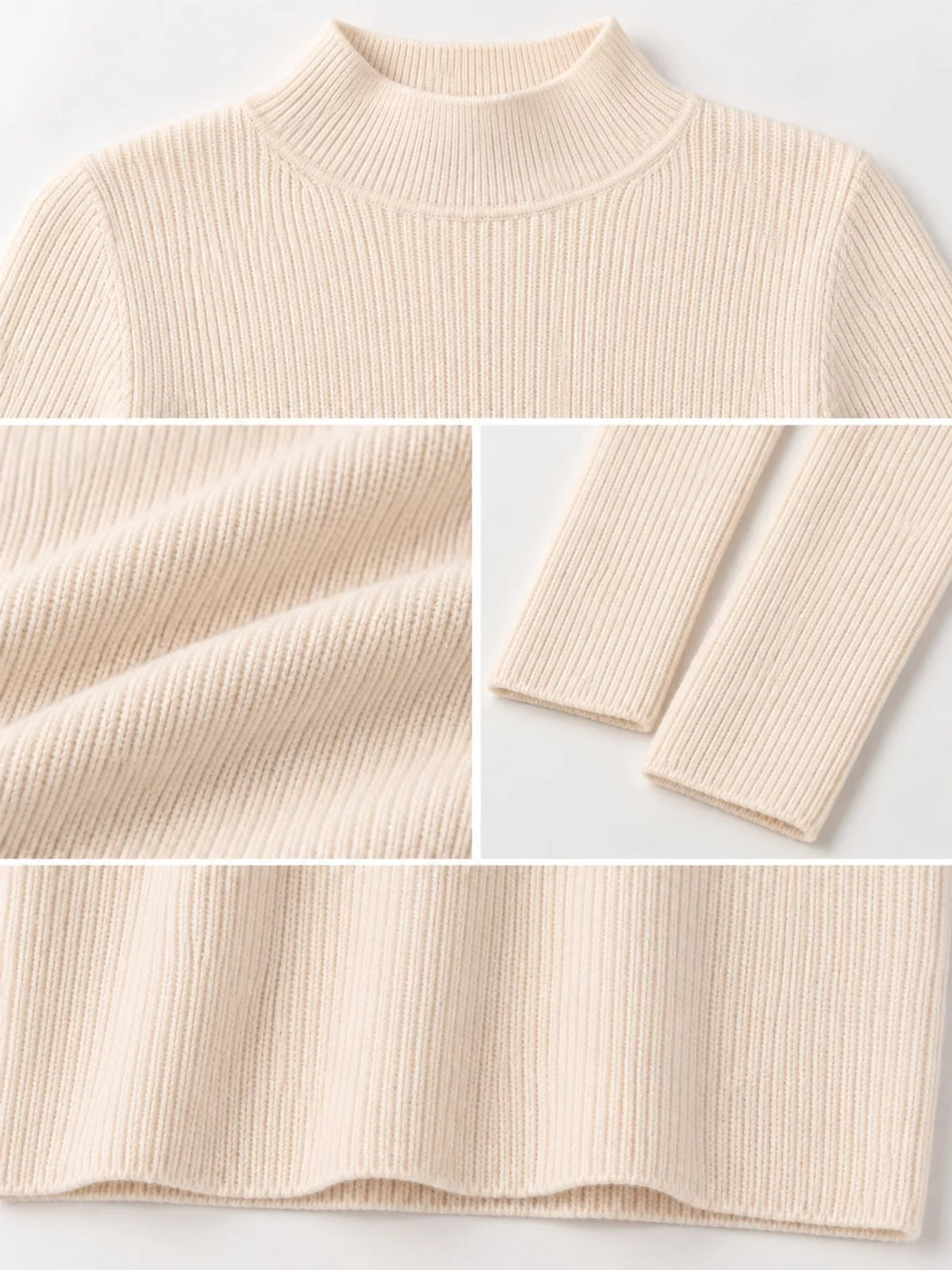 Elegant Slim-Fit Ribbed Mock Neck Knit Top