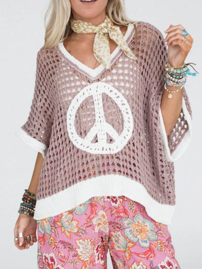 Peace Sign Crochet Knit Cover Up