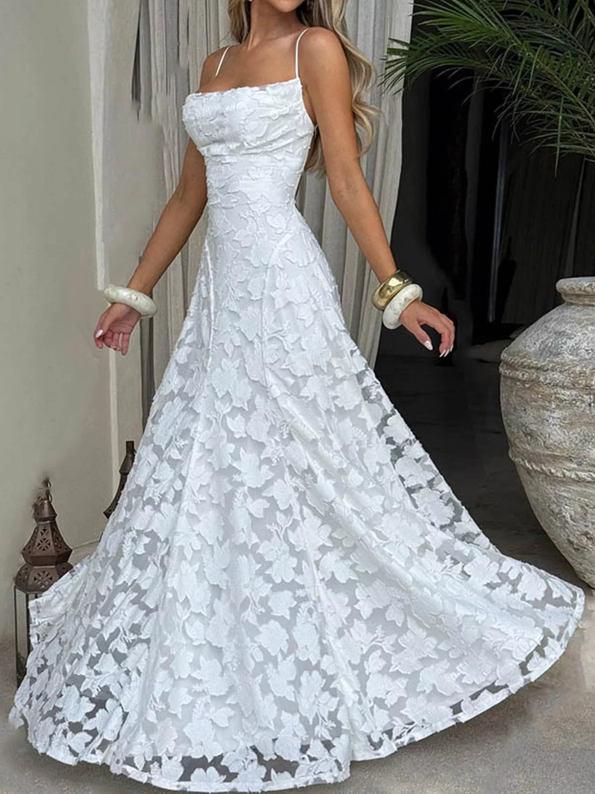 Backless Lace Maxi Dress