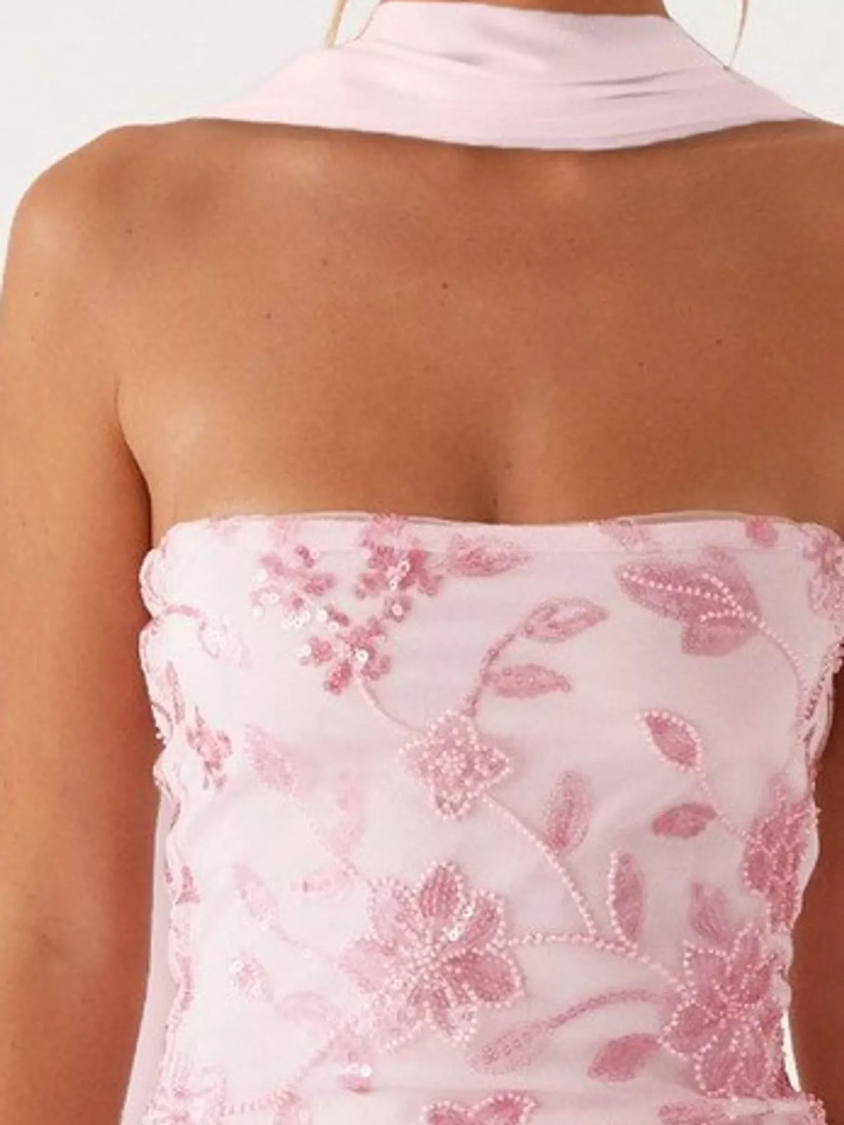 Floral Textured Strapless Mini Dress