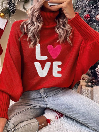 Christmas Letter Turtleneck Sweater