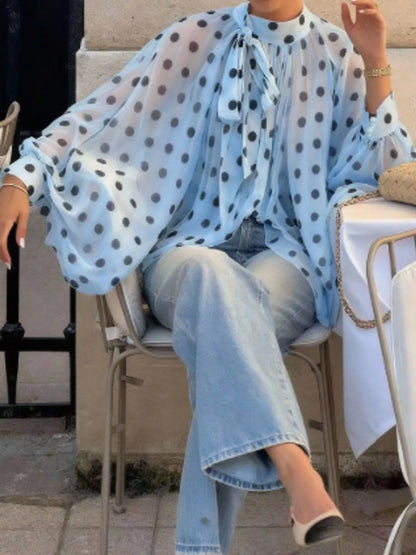 Polka Dot Long Sleeve Blouse