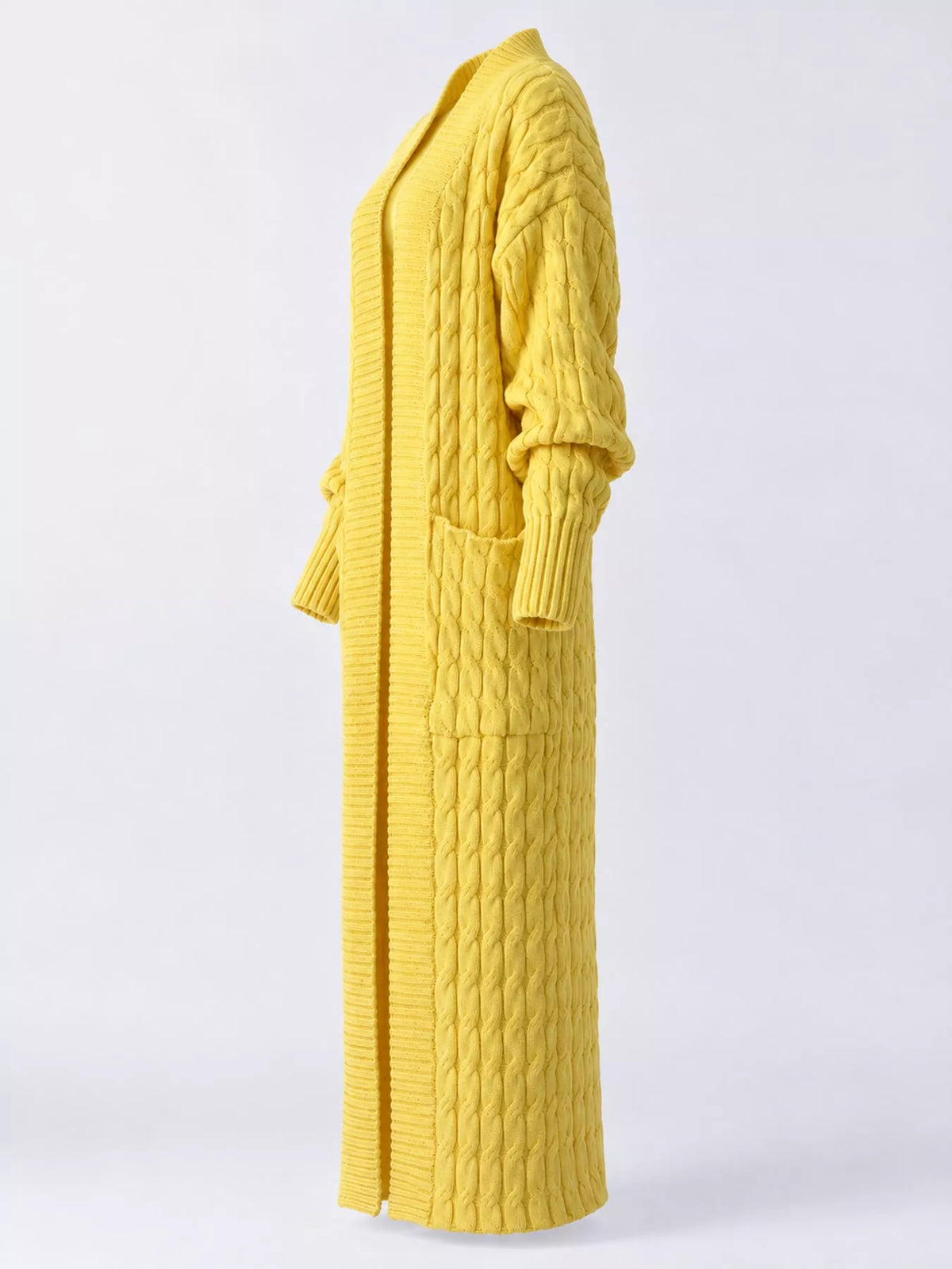 Elegant Cable-Knit Longline Open-Front Cardigan