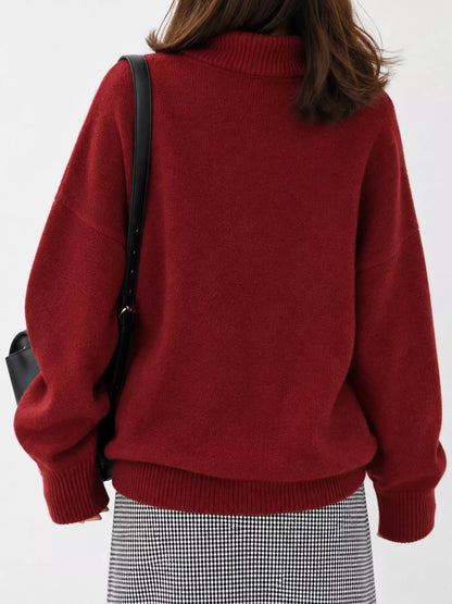 Turtleneck Dropped Shoulder Sweater
