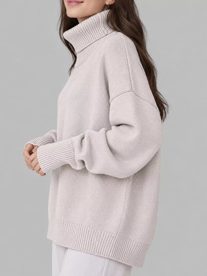 Turtleneck Dropped Shoulder Sweater