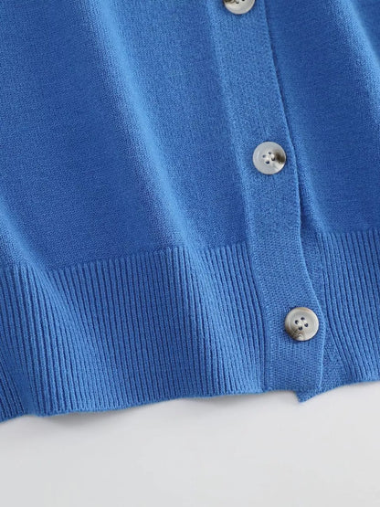 Plus Size Crew Neck Button-Down Knit Cardigan