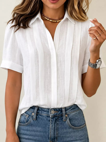Full Size Button Up Short Sleeve Shirt Plus Size