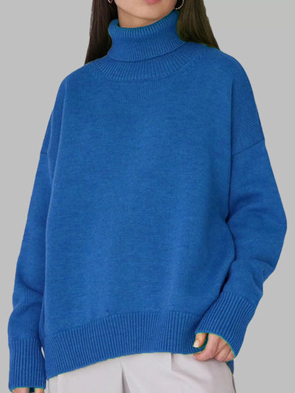 Turtleneck Dropped Shoulder Sweater