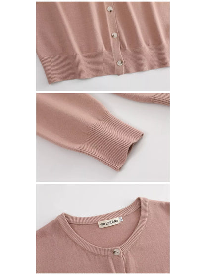 Plus Size Crew Neck Button-Down Knit Cardigan