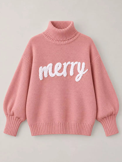Christmas Letter Turtleneck Sweater