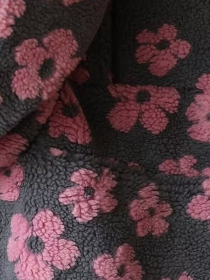 Floral Quarter-Zip Sherpa Sweatshirt
