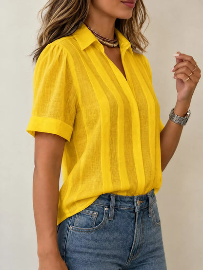 Full Size Button Up Short Sleeve Shirt Plus Size