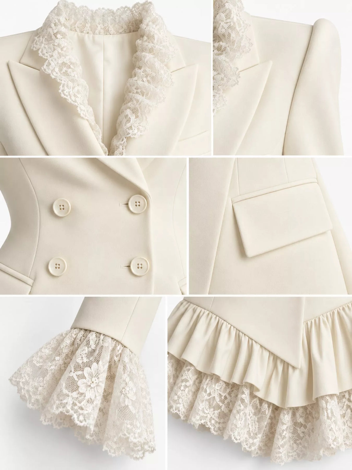 Lace Trim Blazer Dress