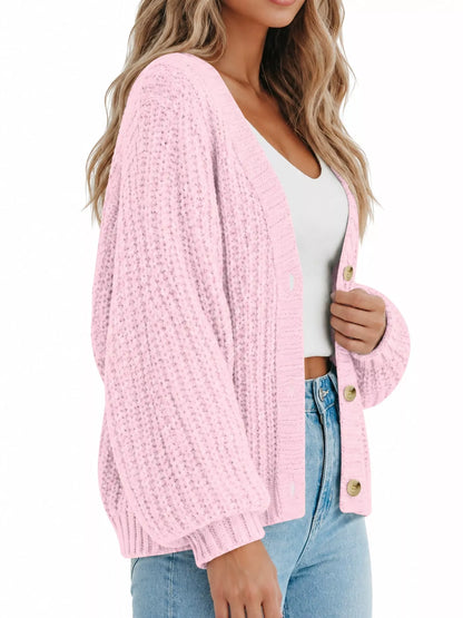 Full Size Chunky Knit Button-Down Cardigan Plus Size