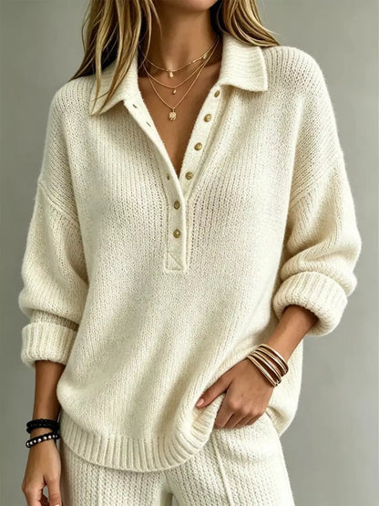 Full Size Button Detail Dropped Shoulder Sweater Plus Size
