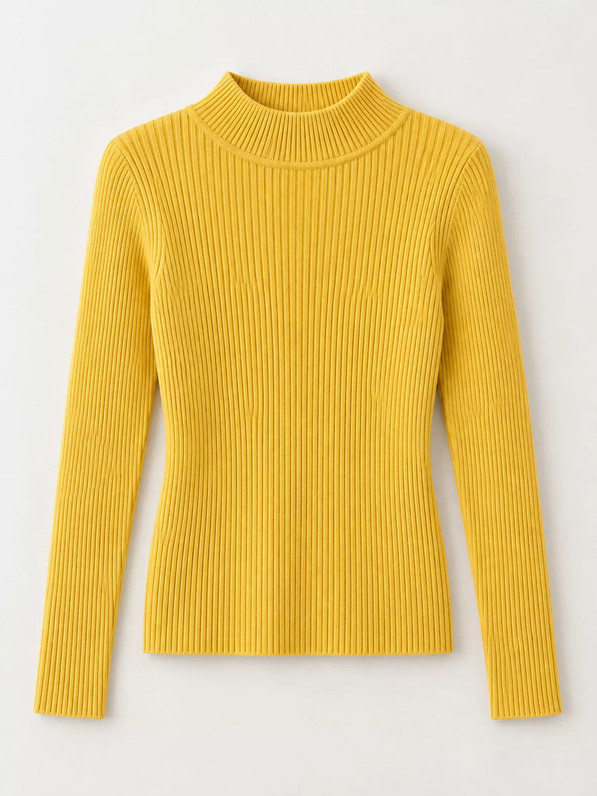 Elegant Slim-Fit Ribbed Mock Neck Knit Top