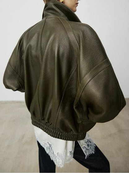 Snap Down Leather Jacket